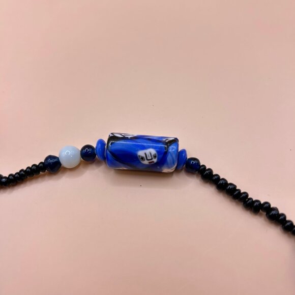 Vintage Millefiori Glass Bead Necklace – Figural Faces, Possibly Murano or India - Picture 7 of 9